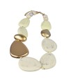 Wooden necklace-Off white &Gold