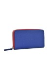 Blue zip-around leather wallet