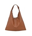 LOET Tan large trianglular leather tote bag